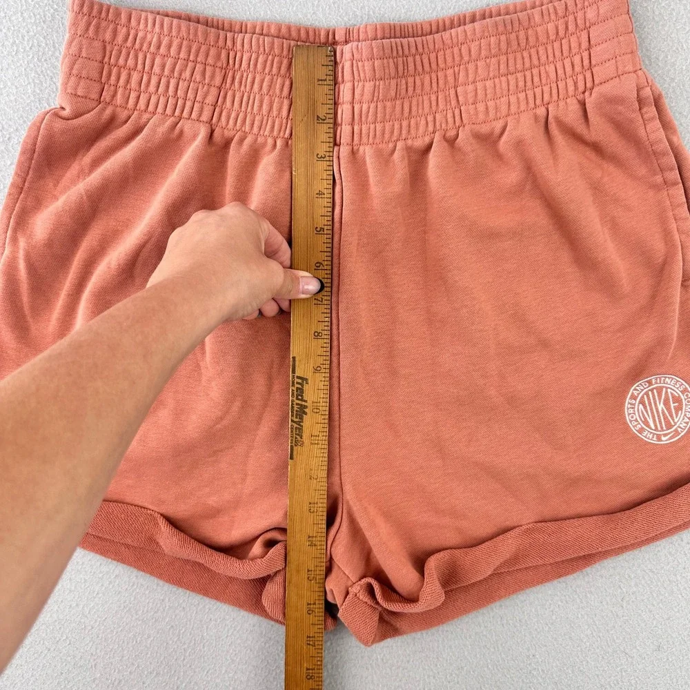 Nike‎ Athletic Shorts Women L Terracotta Orange Gym Baggy Loose High Rise